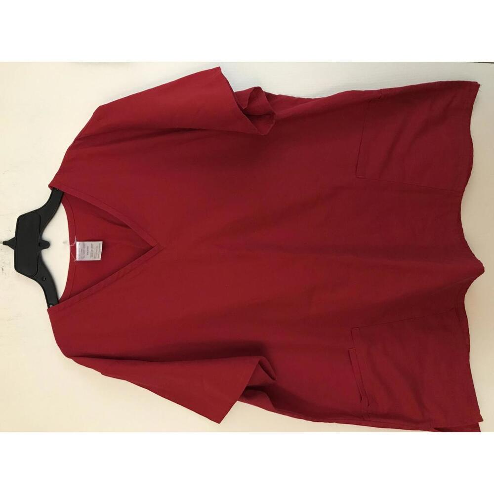 Red V-Neck Scrub Top Women's Size 2X/3X